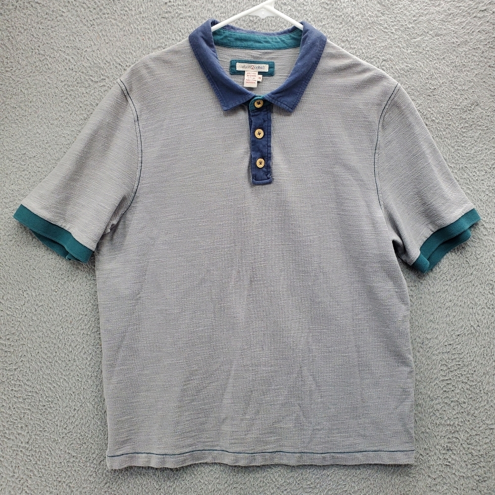 Carbon 2 Cobalt Polo Shirt Mens Size Medium Gray Blue Short Sleeve
